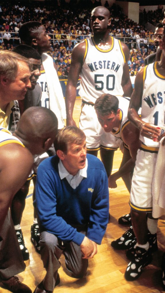 Nick Nolte stars as volatile collegiate coach Pete Bell in “Blue Chips.” Recognize #50? He is Shaquille O’Neal the team’s star center - Neon.