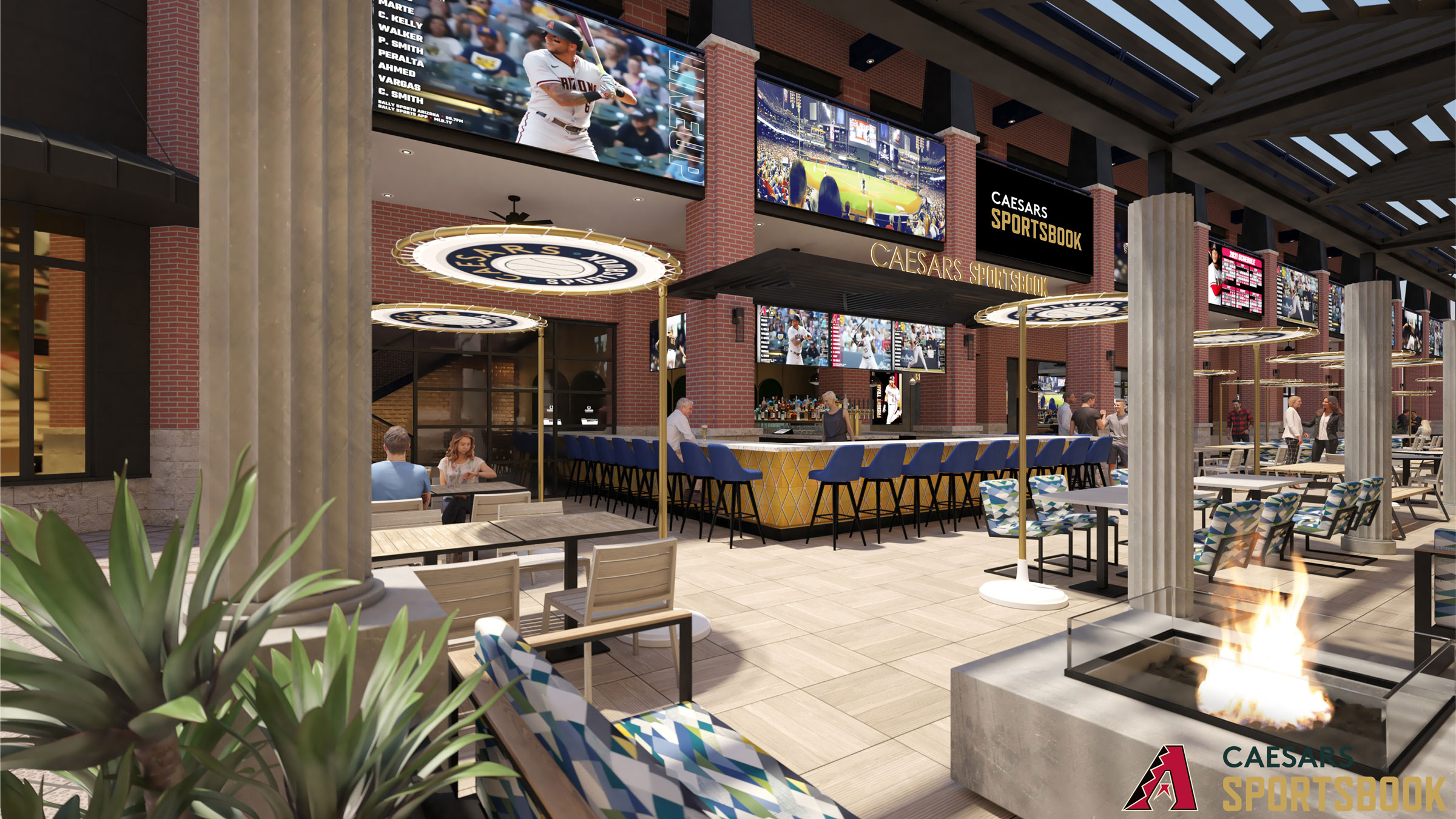 Rendering of Upcoming Caesars Sportsbook at Chase Field, Phoenix, Arizona | Source: Caesars Entertainment