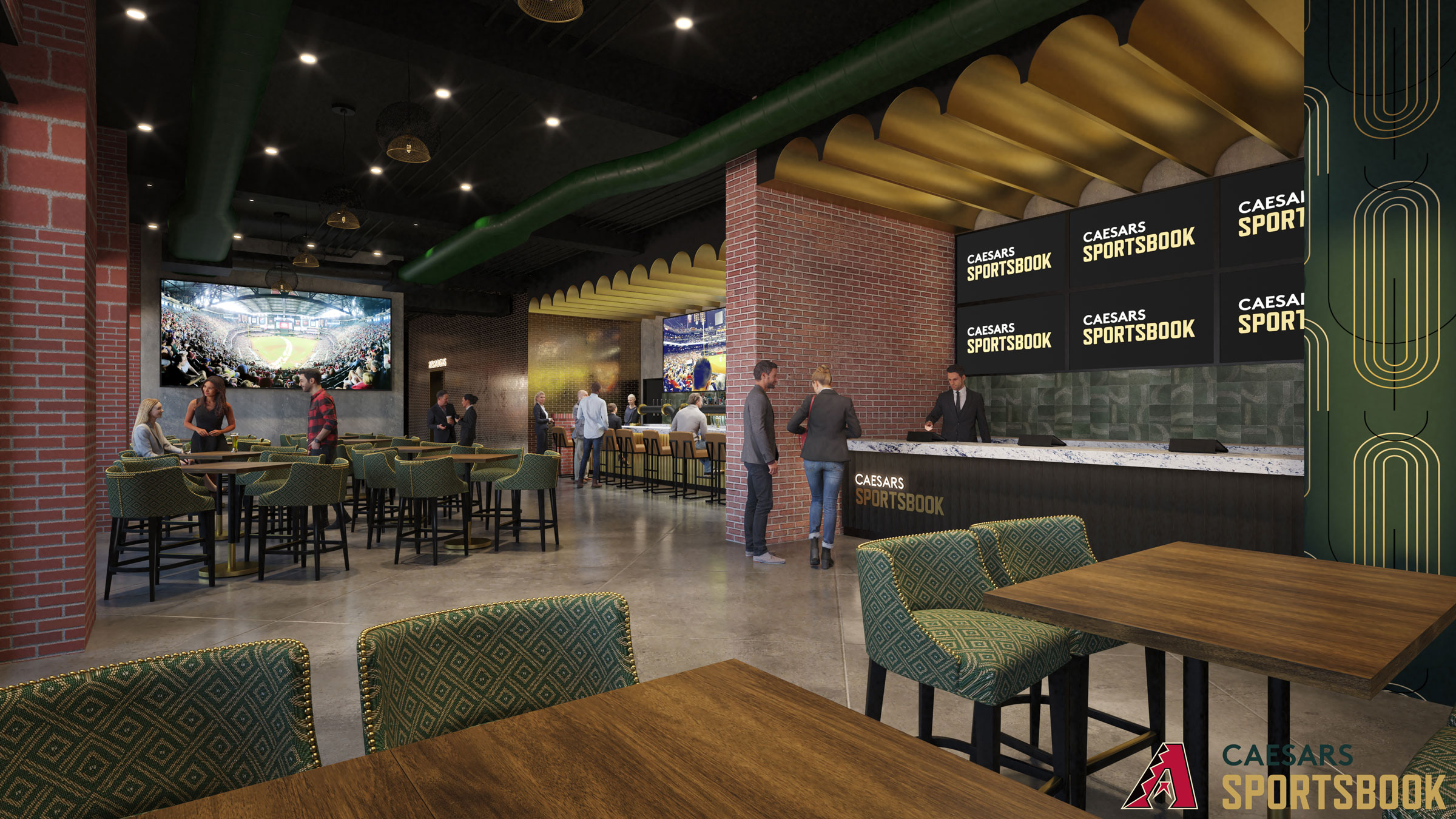 Rendering of Upcoming Caesars Sportsbook at Chase Field, Phoenix, Arizona | Source: Caesars Entertainment